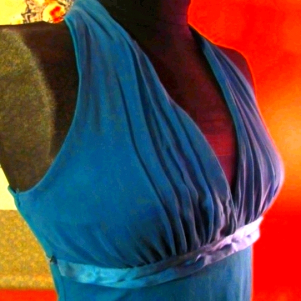 💋 Sexy Vintage Dark Teal Deep Plunge Babydoll Cami Tank Top -SP - Picture 7 of 7